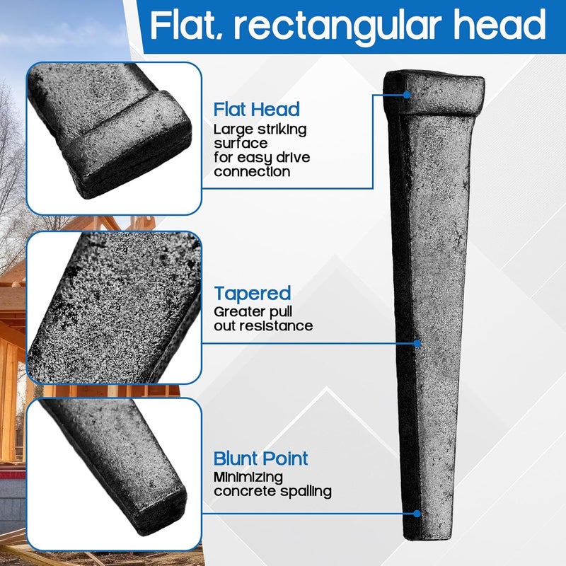 Yaocom 25pcs 4d(1-1/2") Hardened Cut Masonry Nail Forged Head Rose Nail Masonry Cutting Accessory for Concrete Brick Stone Heavy Duty Hardened Steel Construction for Professional DIY Use - Image 3